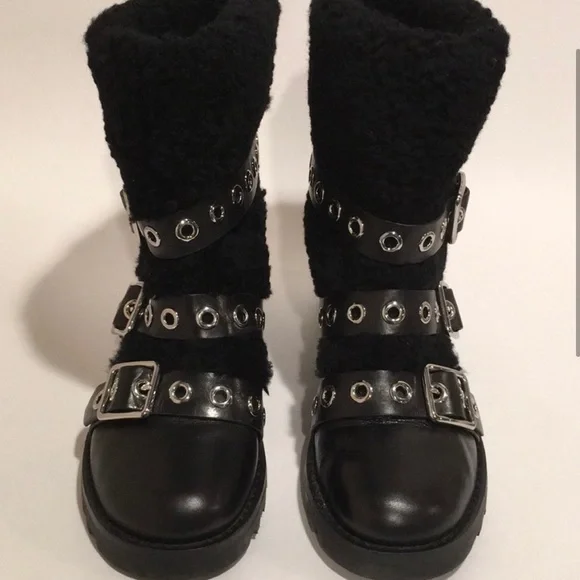 Marc by Marc Jacobs Black Studded Shearling Boots - Women’s 8.5 - Picture 2 of 8